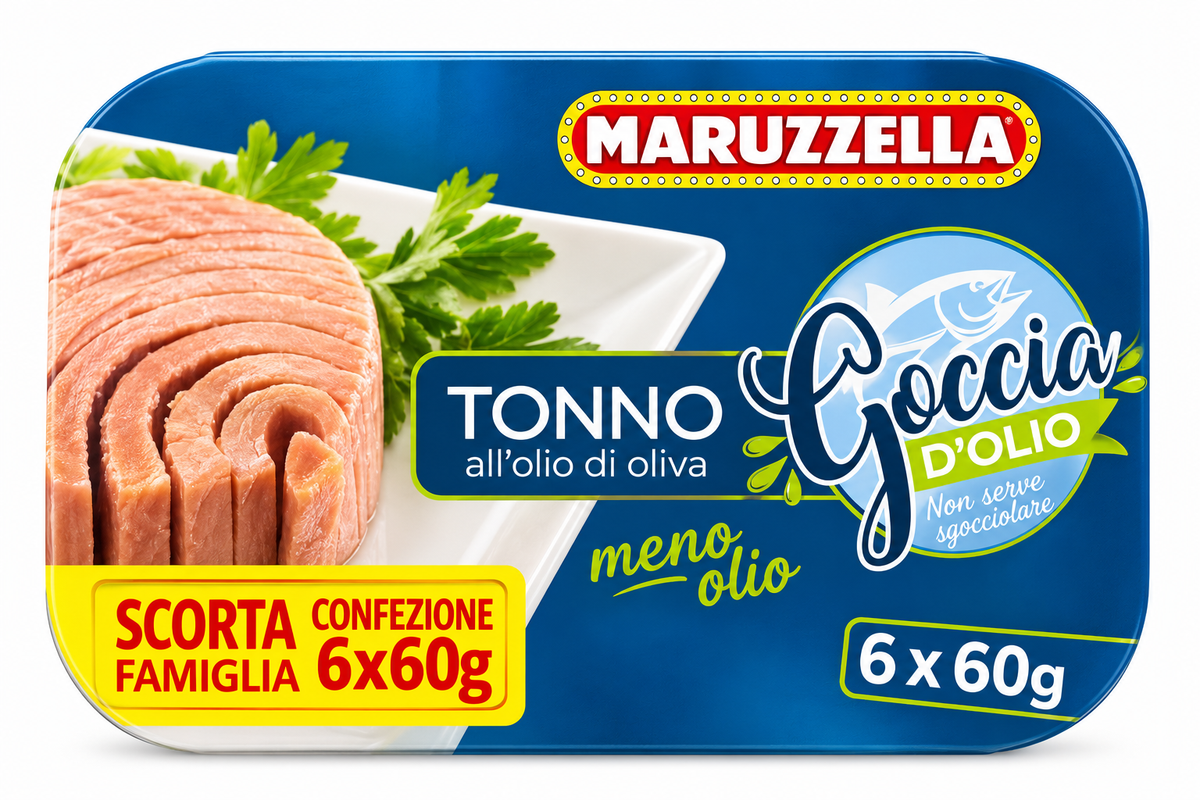 Maruzzella Goccia d’Olio – Olasz Tonhal Olívaolajban – 6 × 60 g
