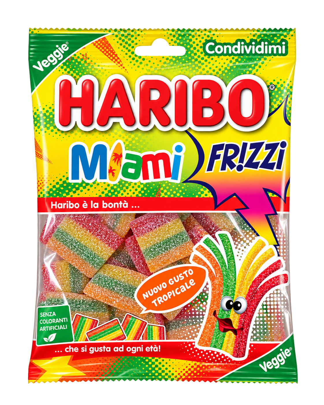 Haribo Miami Frizzi – Szivárványos Savanyú Gumicukor - 150 g