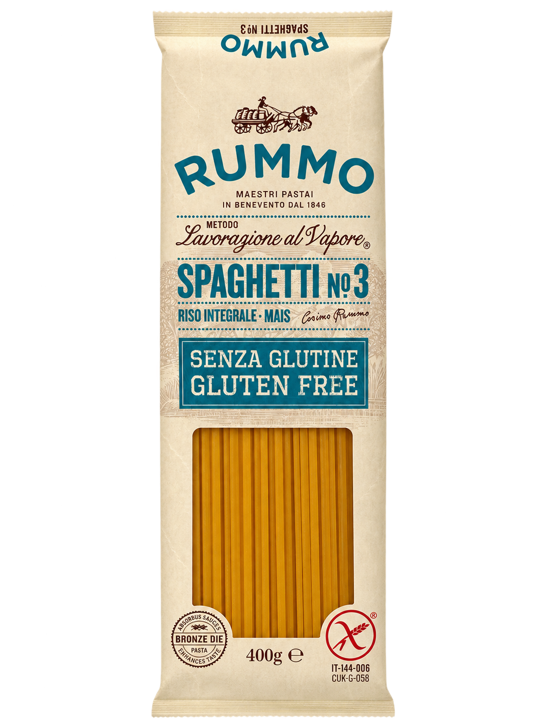 Rummo Spaghetti N°3– Gluténmentes Spagetti – 400 g