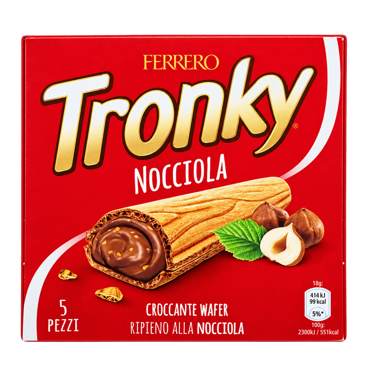 Ferrero Tronky Nocciola – Mogyorókrémmel Töltött Ropogós Ostyarúd – 5 db (90g)