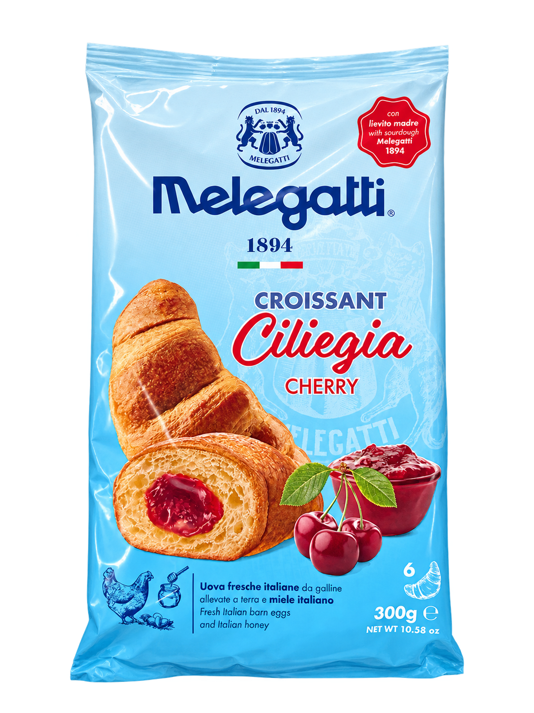 Melegatti Croissant Ciliegia – Cseresznyés Töltelékű Croissant – 300 g (6 db)