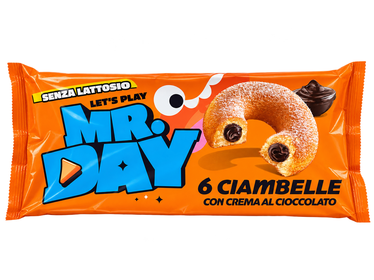 Mr. Day Ciambelle – Laktózmentes, Csokoládékrémmel Töltött Olasz Fánksütemény – 300 g