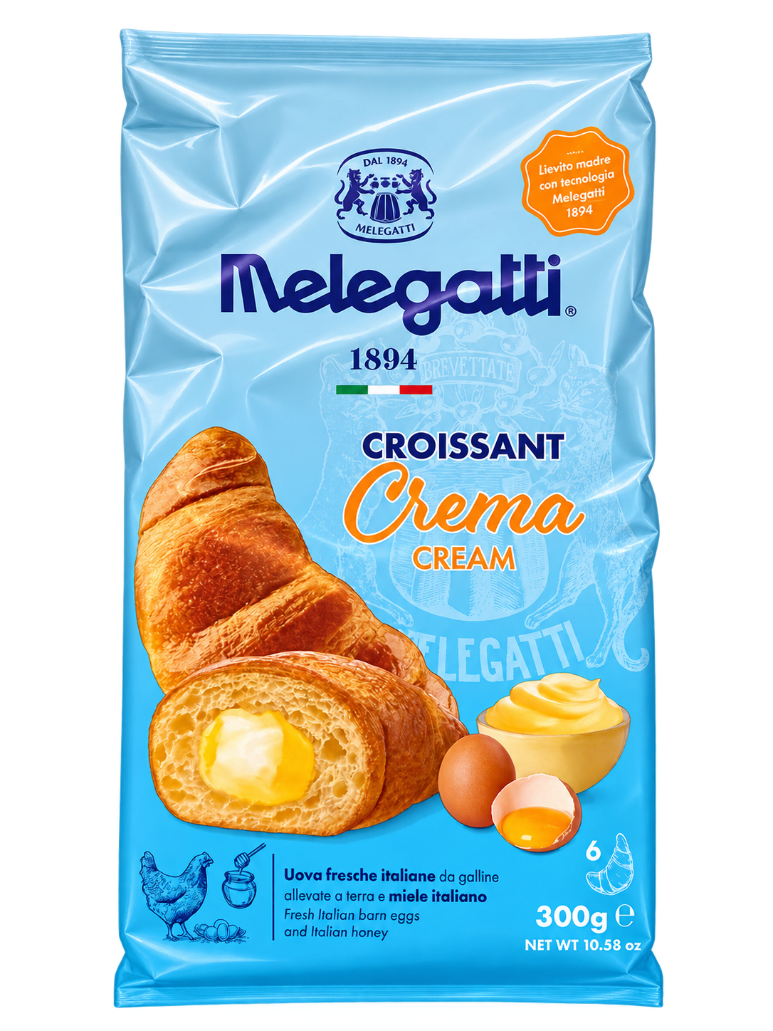Melegatti Croissant Crema – Vaníliás Krémmel Töltött Croissant – 300 g (6 db)