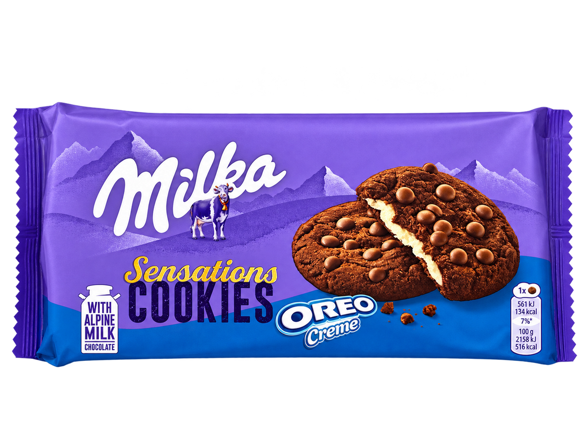 Milka Sensations Cookies Oreo Creme – Csokoládés Keksz Oreo Krémmel - 156 g
