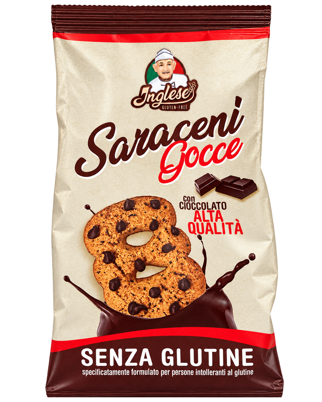Inglese Saraceni Gocce – Olasz Gluténmentes Keksz Csokoládédarabokkal - 320 g