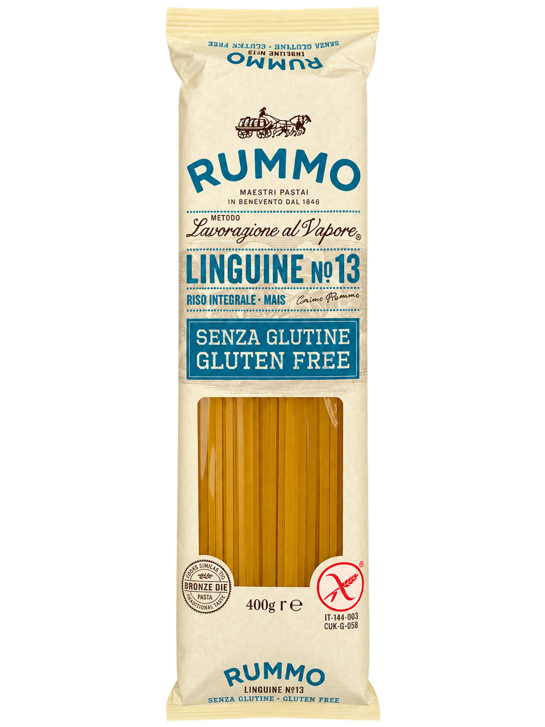 Rummo Linguine – Gluténmentes, Barna Rizsből és Kukoricából Készült Olasz Tészta – 400 g