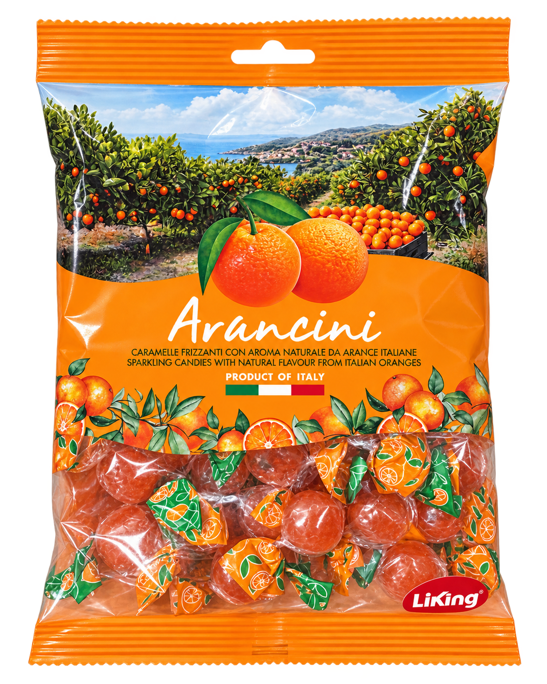 Liking Arancini – Pezsgő, Olasz Narancsos Keménycukorka 175 g