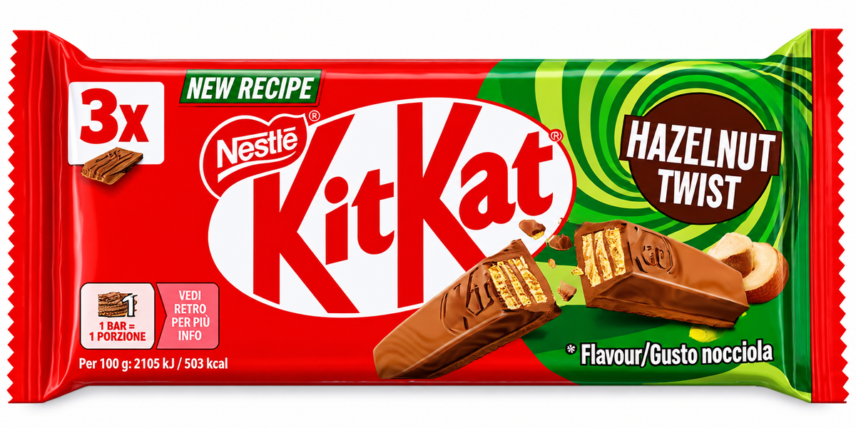 Nestlé KitKat Hazelnut Twist – Mogyorós Csokoládés Ostyaszelet – 3 db (124,5 g)
