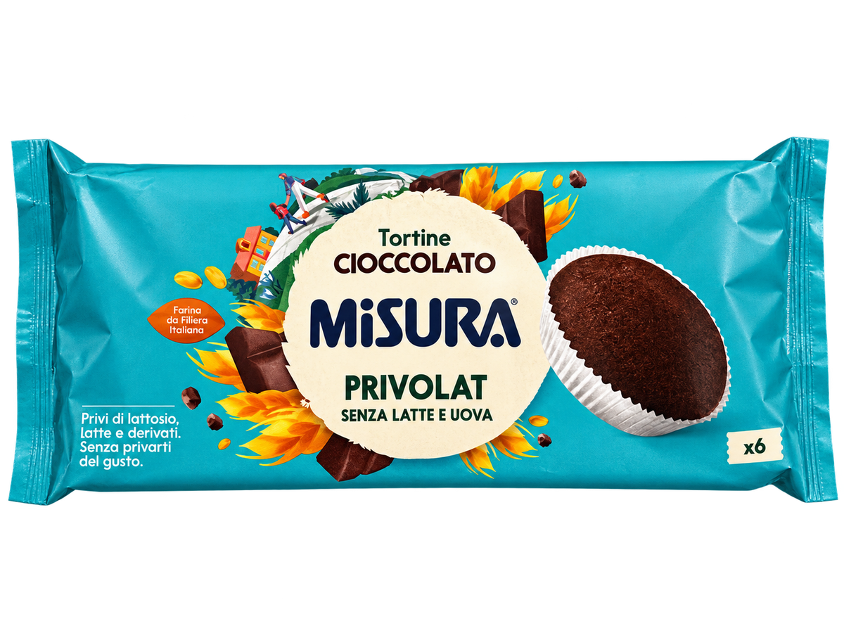 Misura Privolat Tortine Cioccolato – Tej- és Tojásmentes, Puha Csokoládés Sütemény – 240 g (6×40 g)