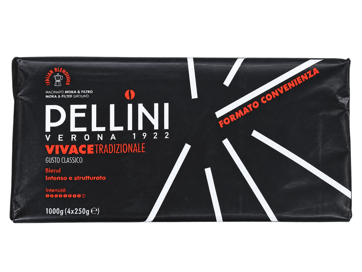 Pellini Vivace Tradizionale – Intenzív Olasz Őrölt Kávé – 1 kg (4 × 250 g)