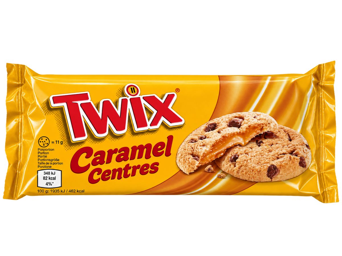 Twix Caramel Centres – Karamellkrémmel Töltött, Csokoládédarabos Keksz – 144 g