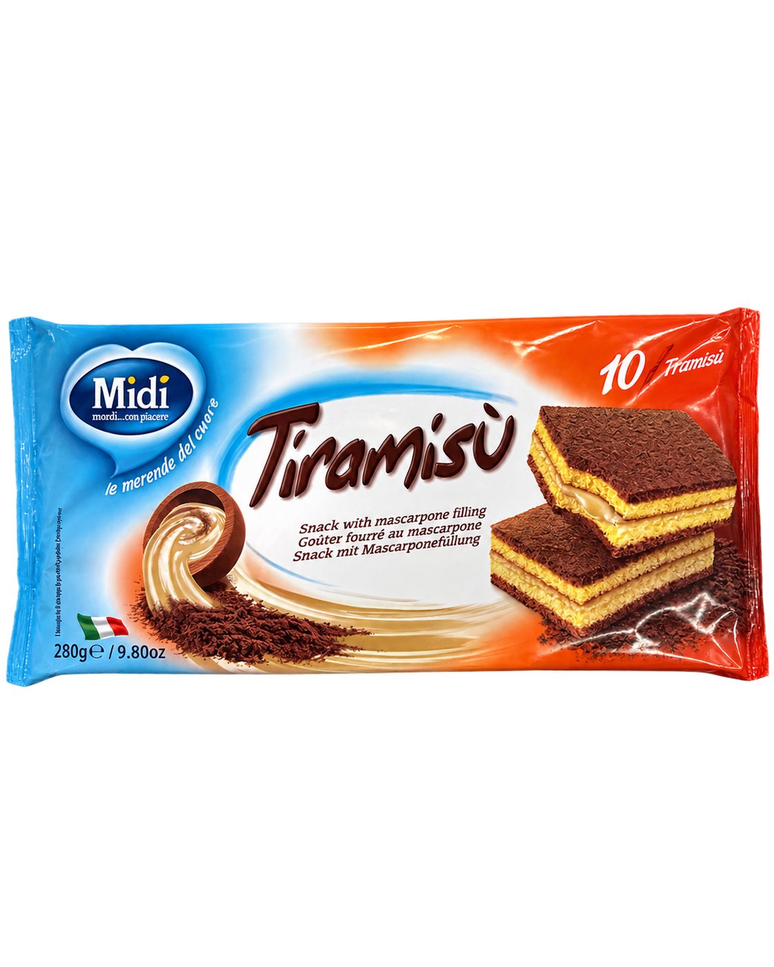 Midi Tiramisù – Tiramisukrémmel Töltött Piskótaszelet – 280 g (10 db)