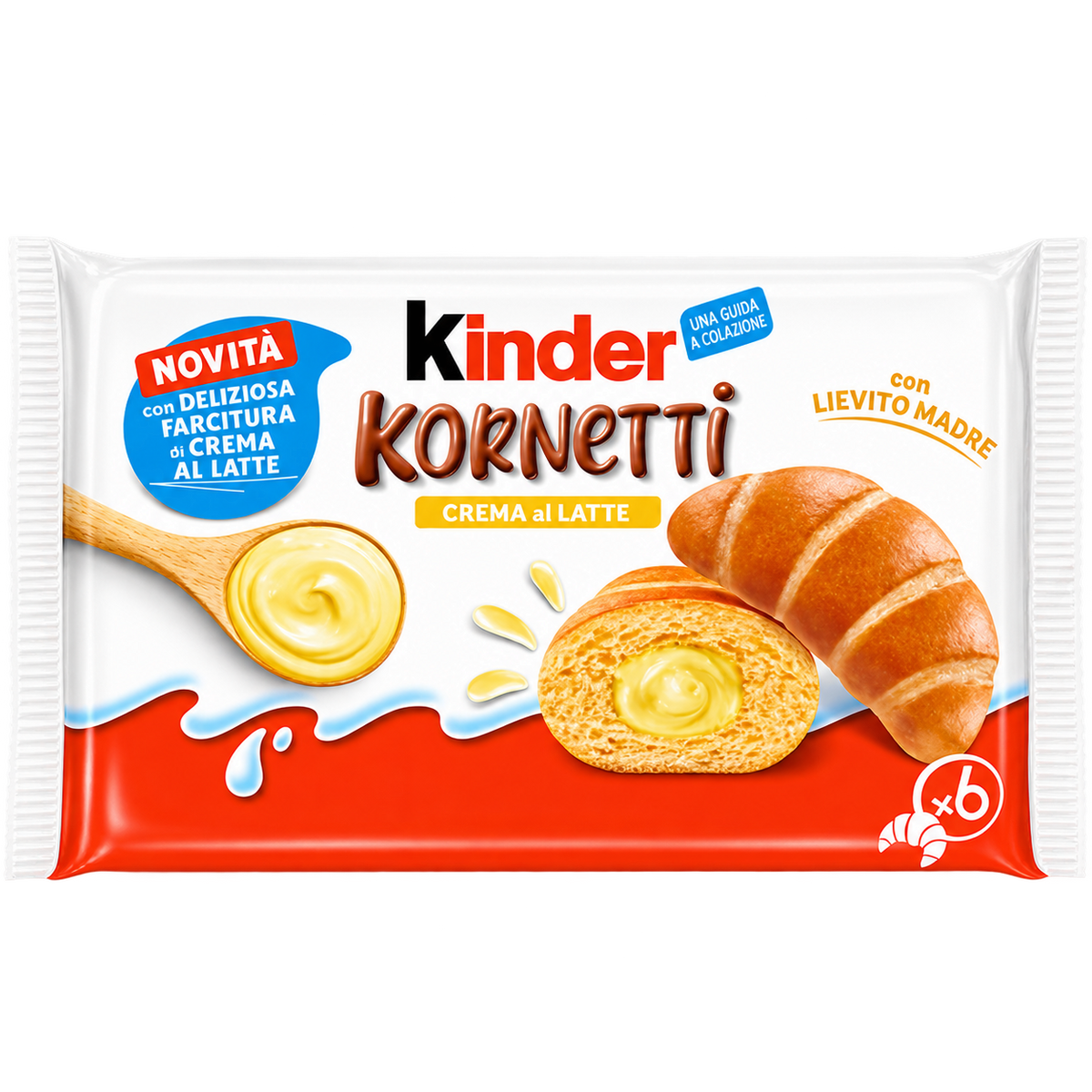 Kinder Kornetti Crema al Latte – Tejkrémmel töltött croissant – 6 db
