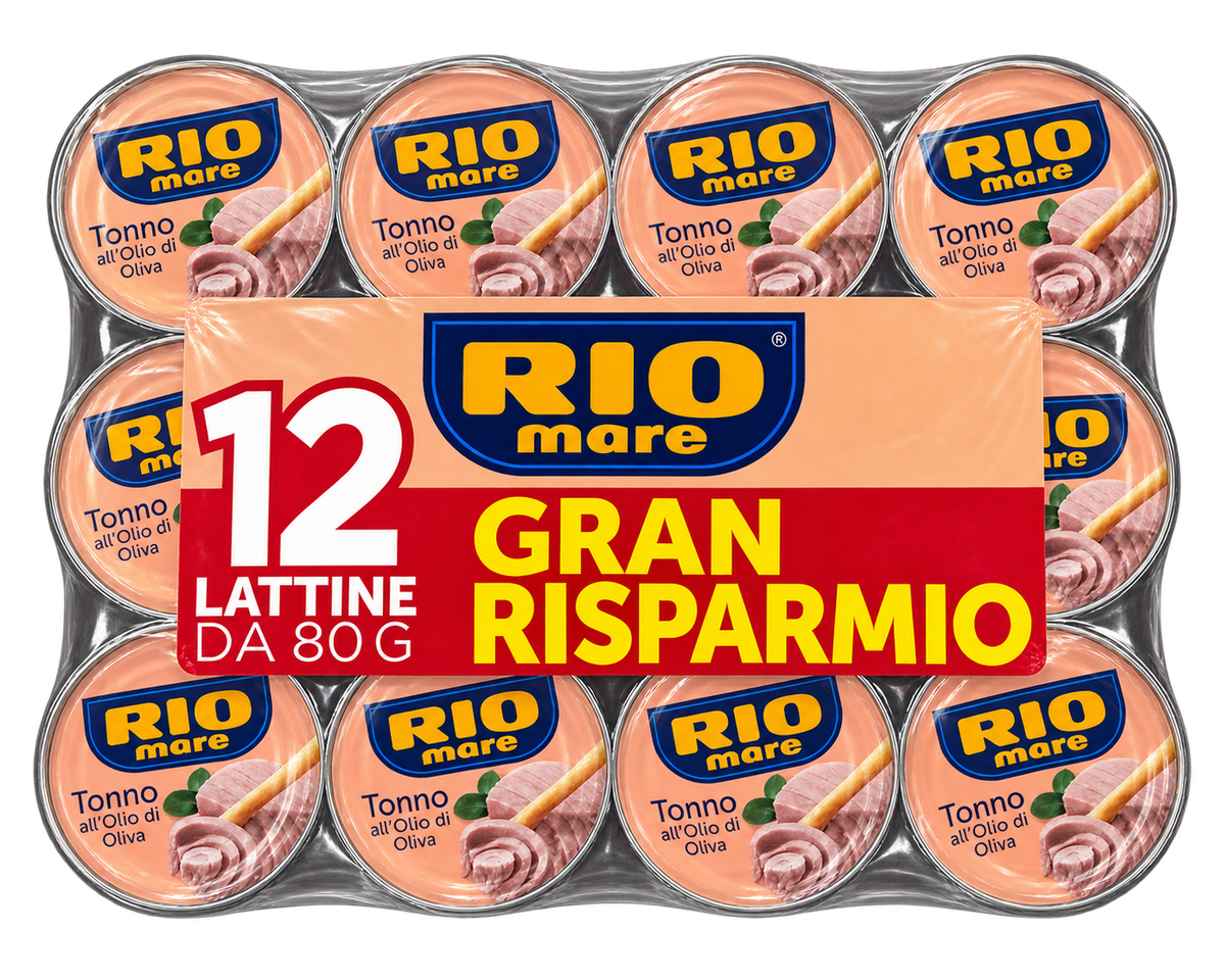 Rio Mare Tonno all'Olio di Oliva – Tonhal Olívaolajban, Gazdaságos Csomag – 960 g (12×80 g)
