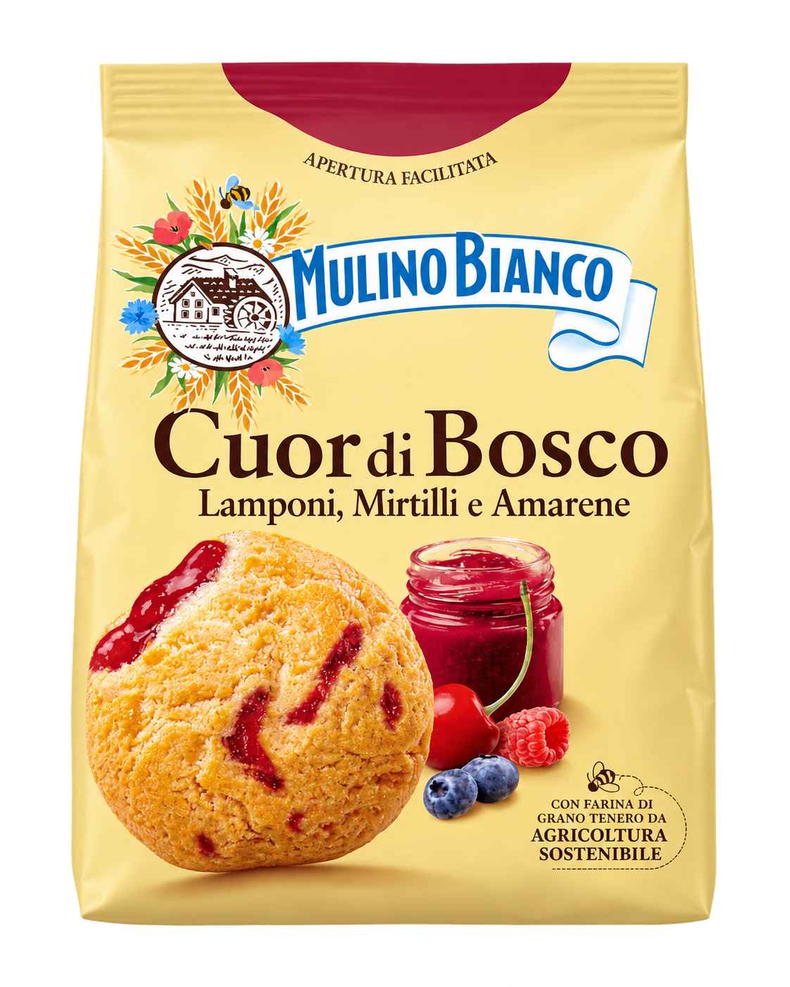 Mulino Bianco Cuor di Bosco – Málnás, áfonyás és meggyes töltött keksz- 300 g