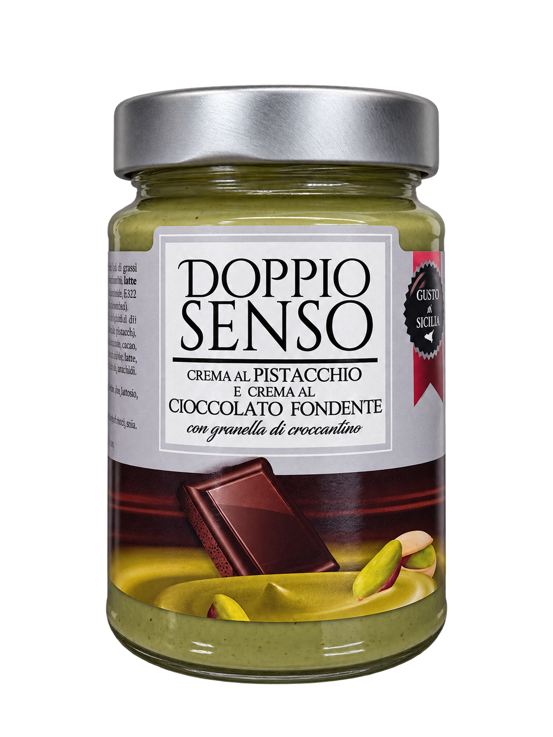 Doppio Senso – Olasz Pisztáciás-Étcsokoládés Krém Ropogós Darabokkal - 330 g
