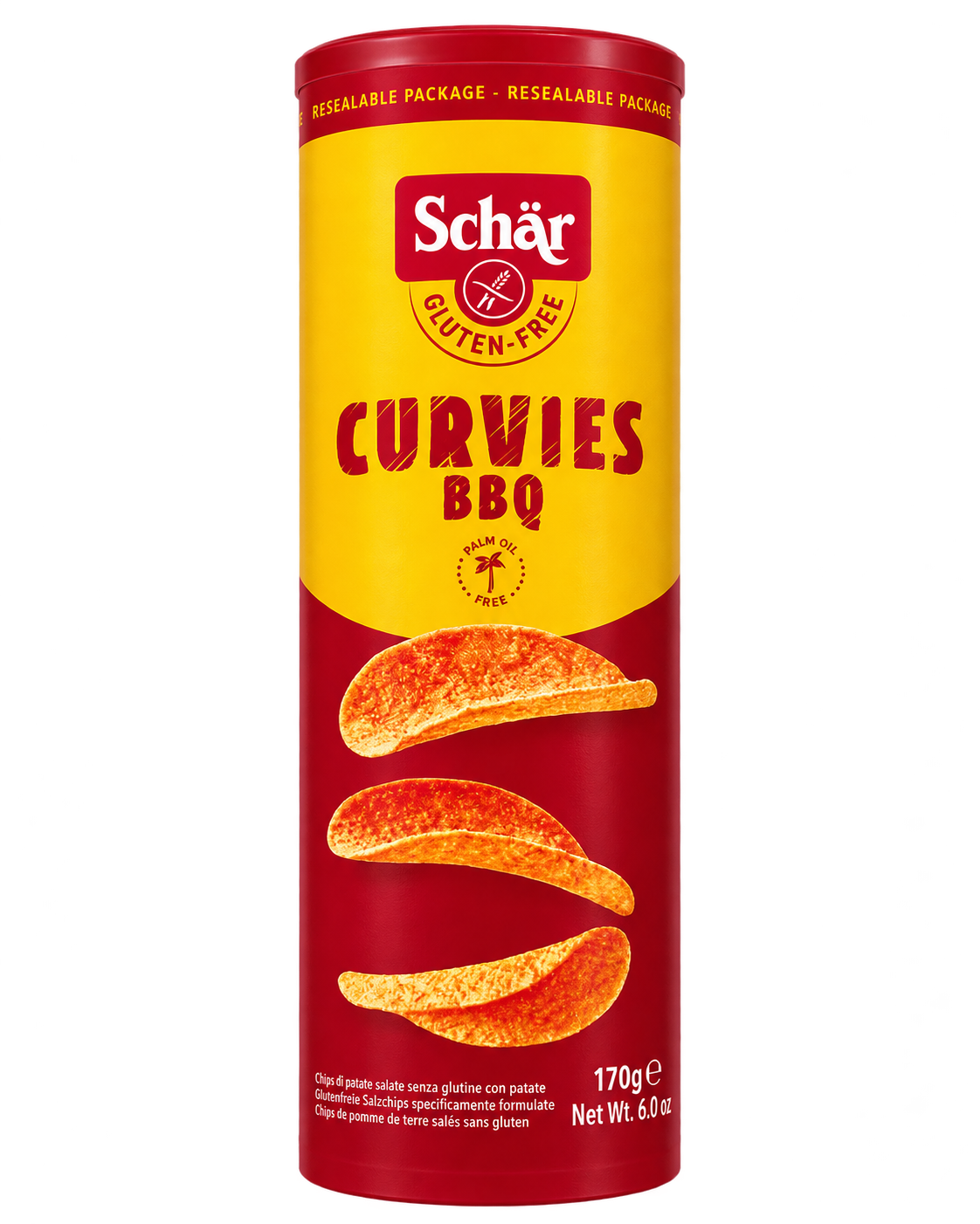 Schär Curvies BBQ – Gluténmentes Barbecue Ízű Burgonyachips – 170 g