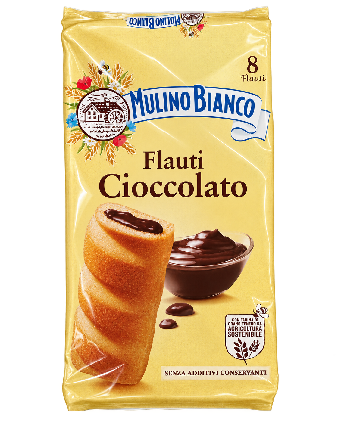 Mulino Bianco Flauti Cioccolato – Csokoládékrémmel Töltött Puha Péksütemény – 8 db