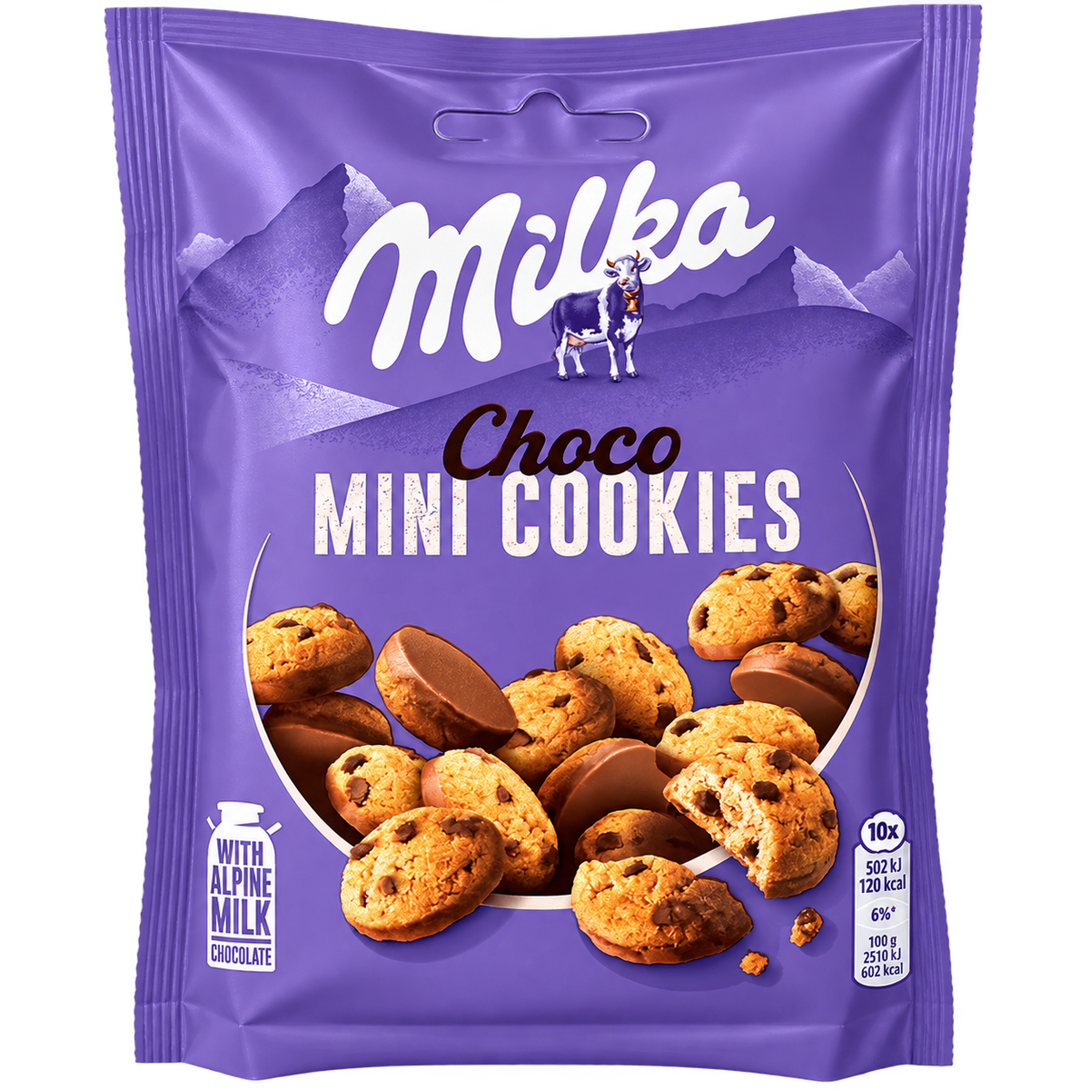 Milka Choco Mini Cookies – Alpesi Tejcsokoládés, Csokoládédarabos Mini Kekszek - 110 g