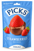 PICK'S Strawberries Milk Cocoa – Liofilizált Eper Tejcsokoládés Bevonattal - 90 g