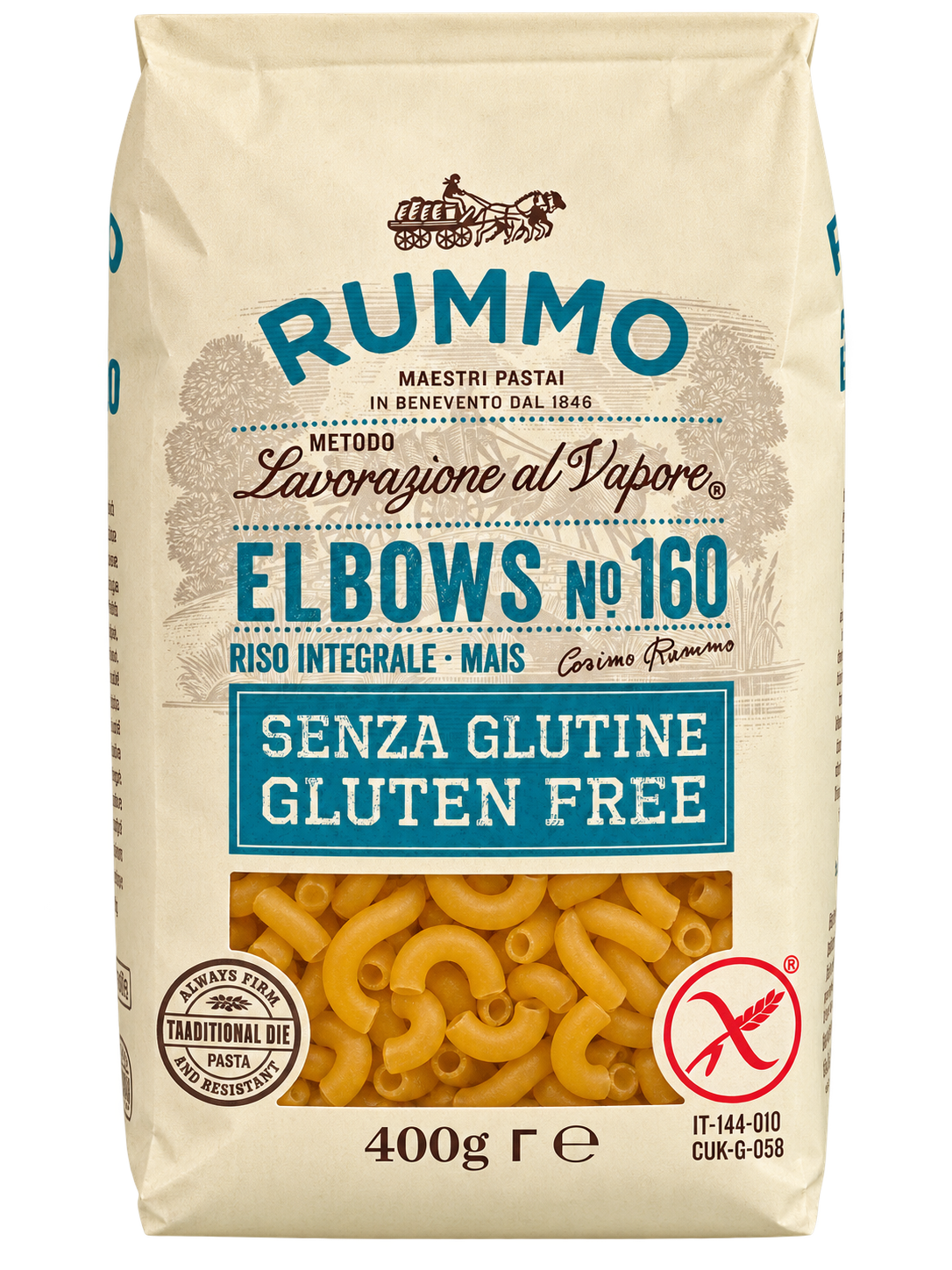 Rummo Elbows N°160 – Gluténmentes Olasz Könyöktészta – 400 g