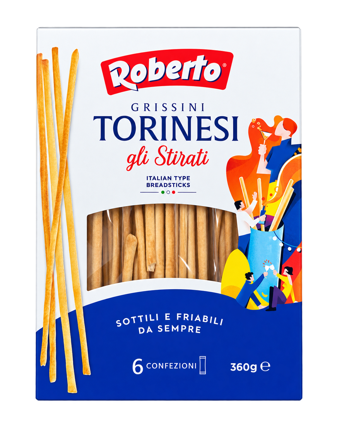 Roberto Grissini Torinesi Gli Stirati – Olasz Ropogós Kenyérrudacskák – 360 g