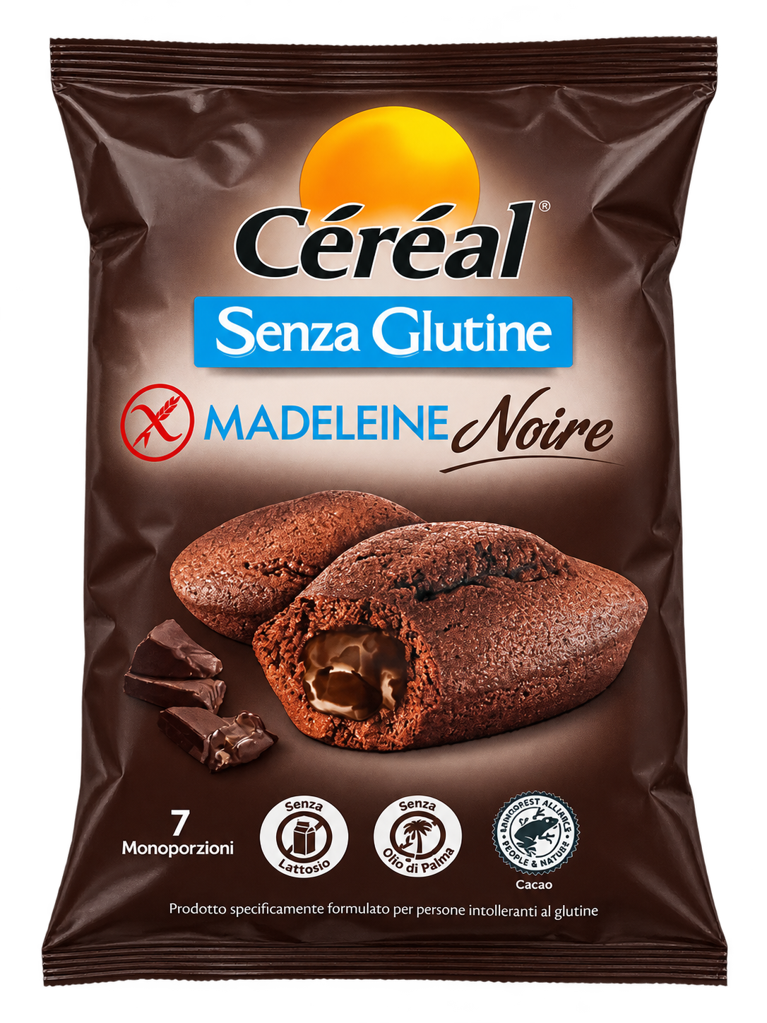 Céréal Madeleine Noire – Gluténmentes, Csokoládékrémmel Töltött Kakaós Sütemény – 7 db