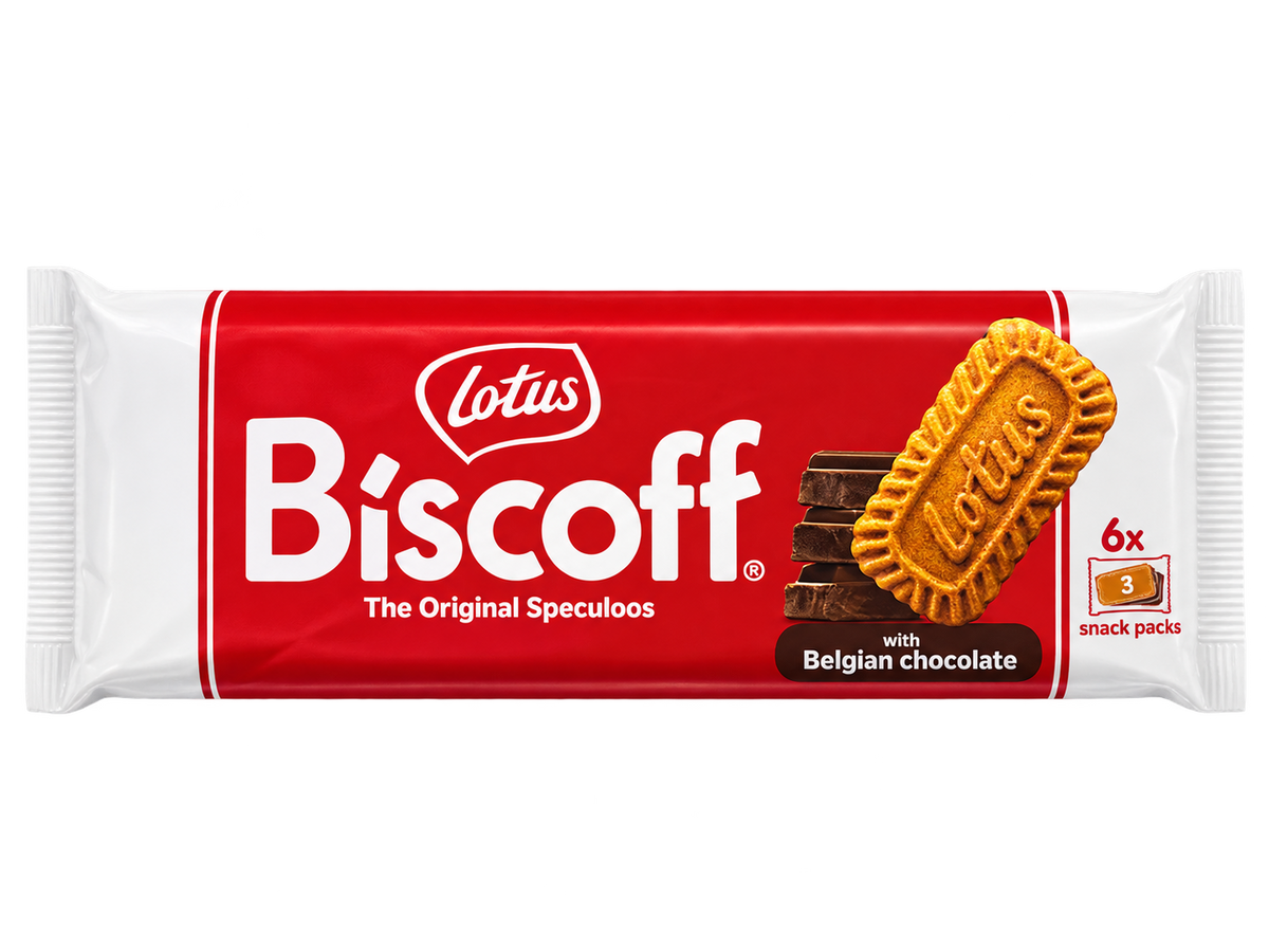 Lotus Biscoff Belgian Chocolate – Belga Csokoládés Karamellizált Keksz – 6×3 db