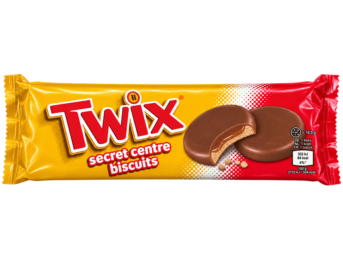 Twix Secret Centre Biscuits – Karamellkrémmel Töltött, Csokoládébevonatos Keksz - 132 g