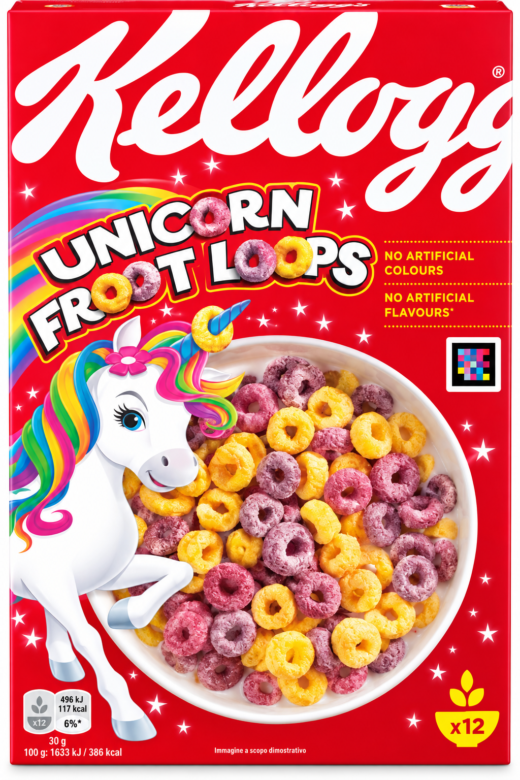 Kellogg's Unicorn Froot Loops – Gyümölcsös Ízesítésű, Színes Gabonakarikák – 375 g