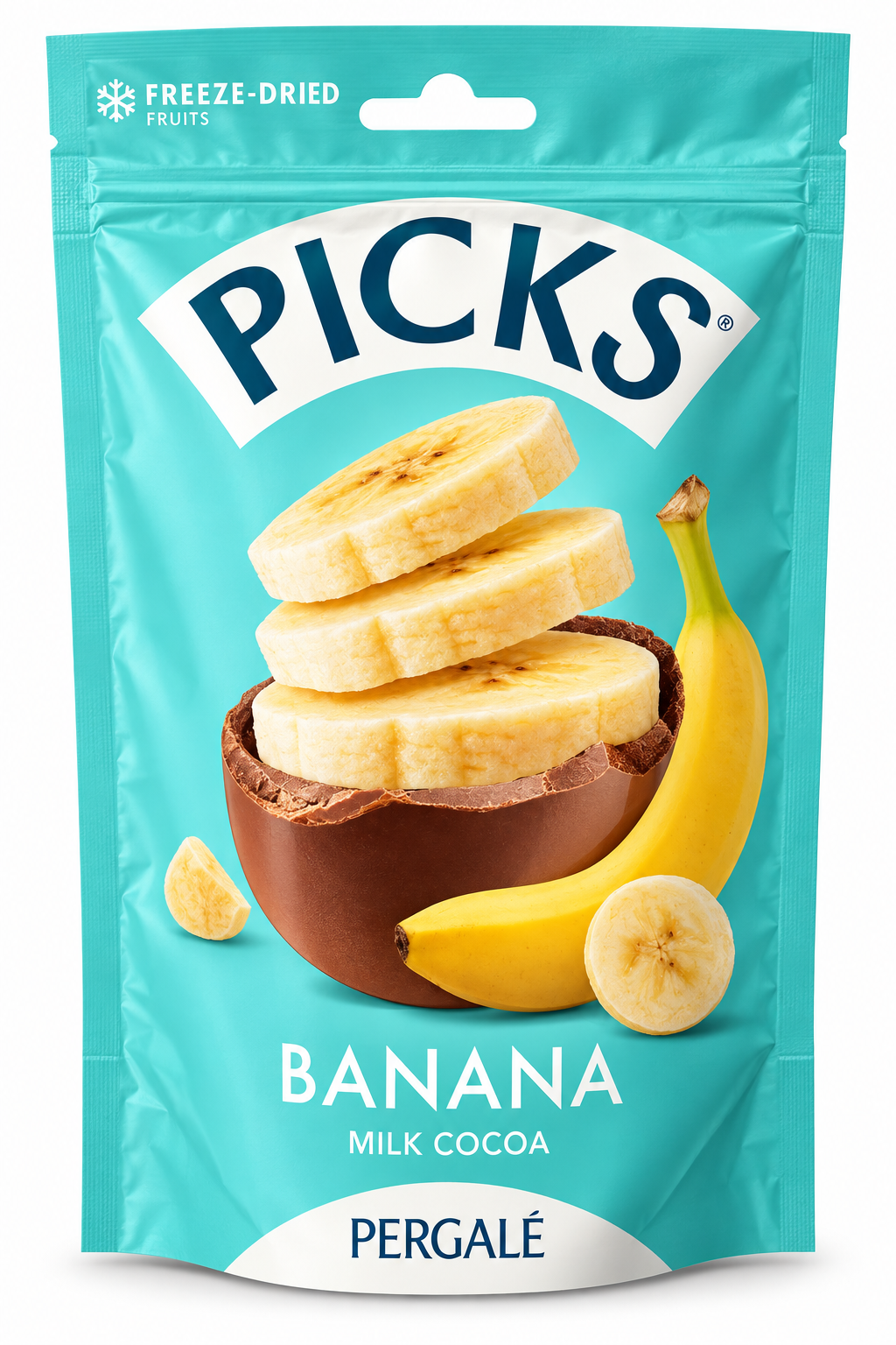 PICK'S Banana Milk Cocoa – Liofilizált Banán Tejcsokoládés Bevonattal - 90 g