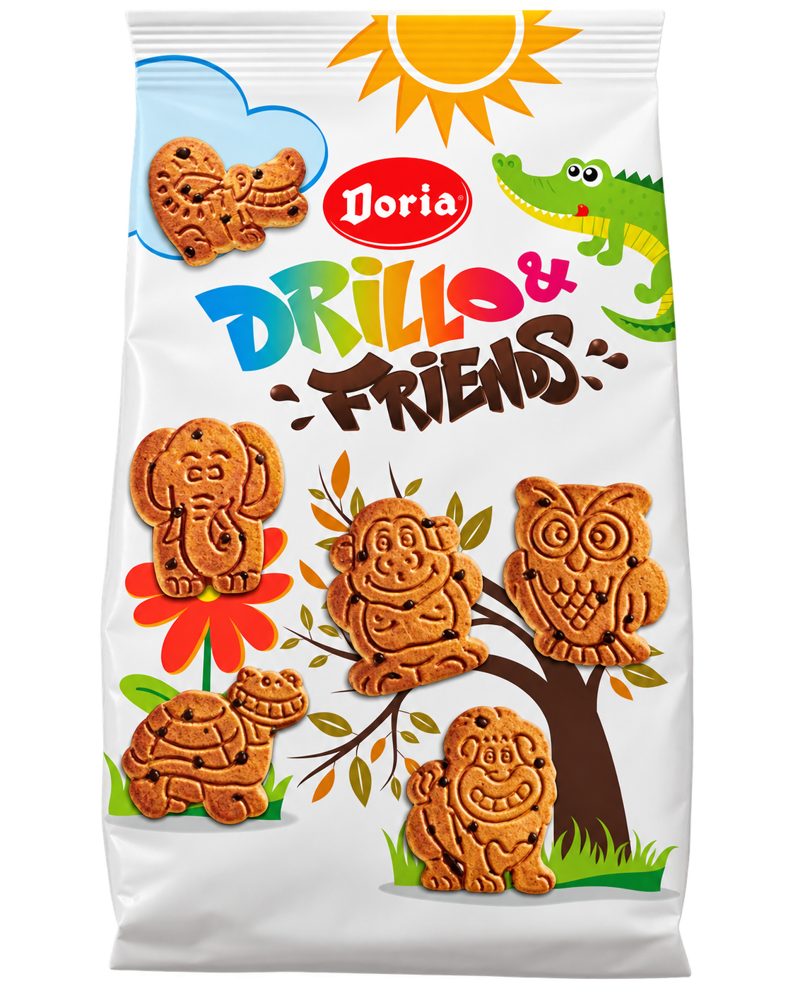 Doria Drillo & Friends – Csokoládédarabos, Állatfigurás Keksz - 350 g