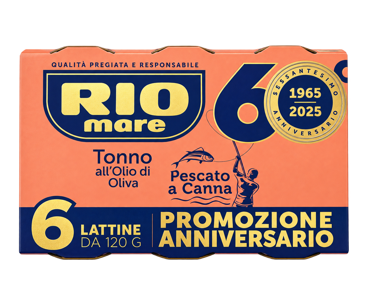 Rio Mare Tonno all’Olio di Oliva – Olívaolajos Tonhal, 60. Évfordulós Csomag – 6×120 g