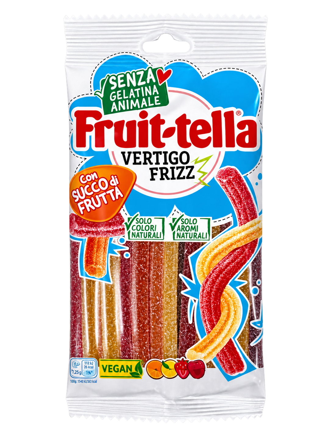 Fruittella Vertigo Frizz – Szivárványos Savanyú Gumicukor - 145 g