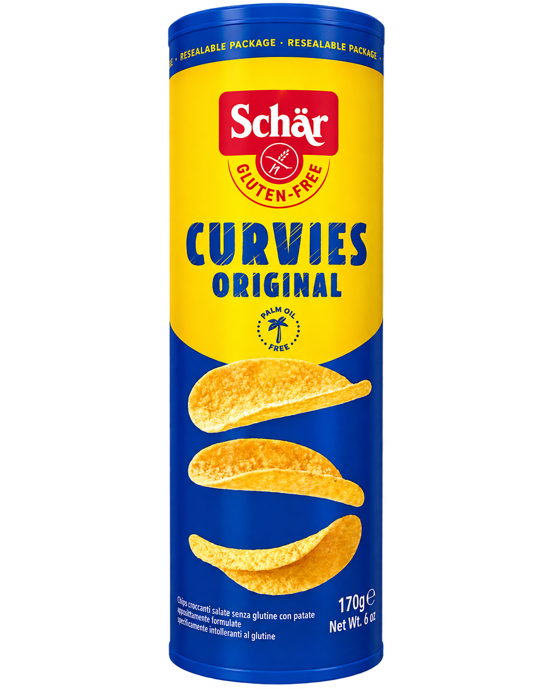 Schär Curvies Original – Gluténmentes, Ropogós Sós Burgonyachips – 170 g