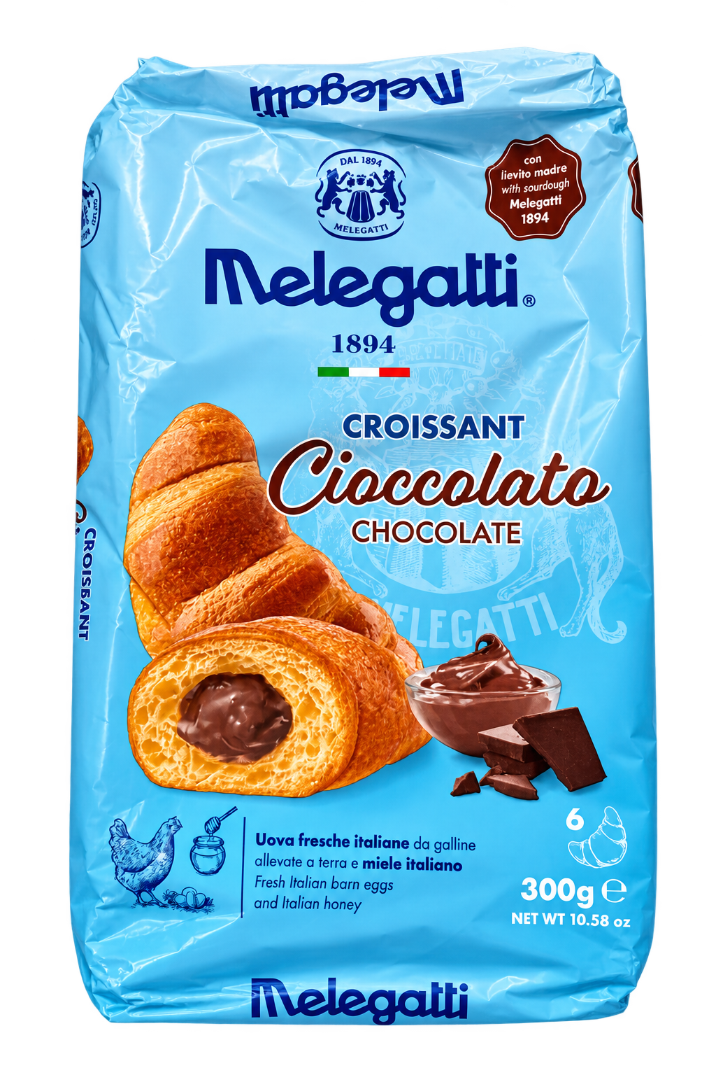 Melegatti Croissant Cioccolato – Csokoládékrémmel Töltött Croissant – 300 g (6 db)
